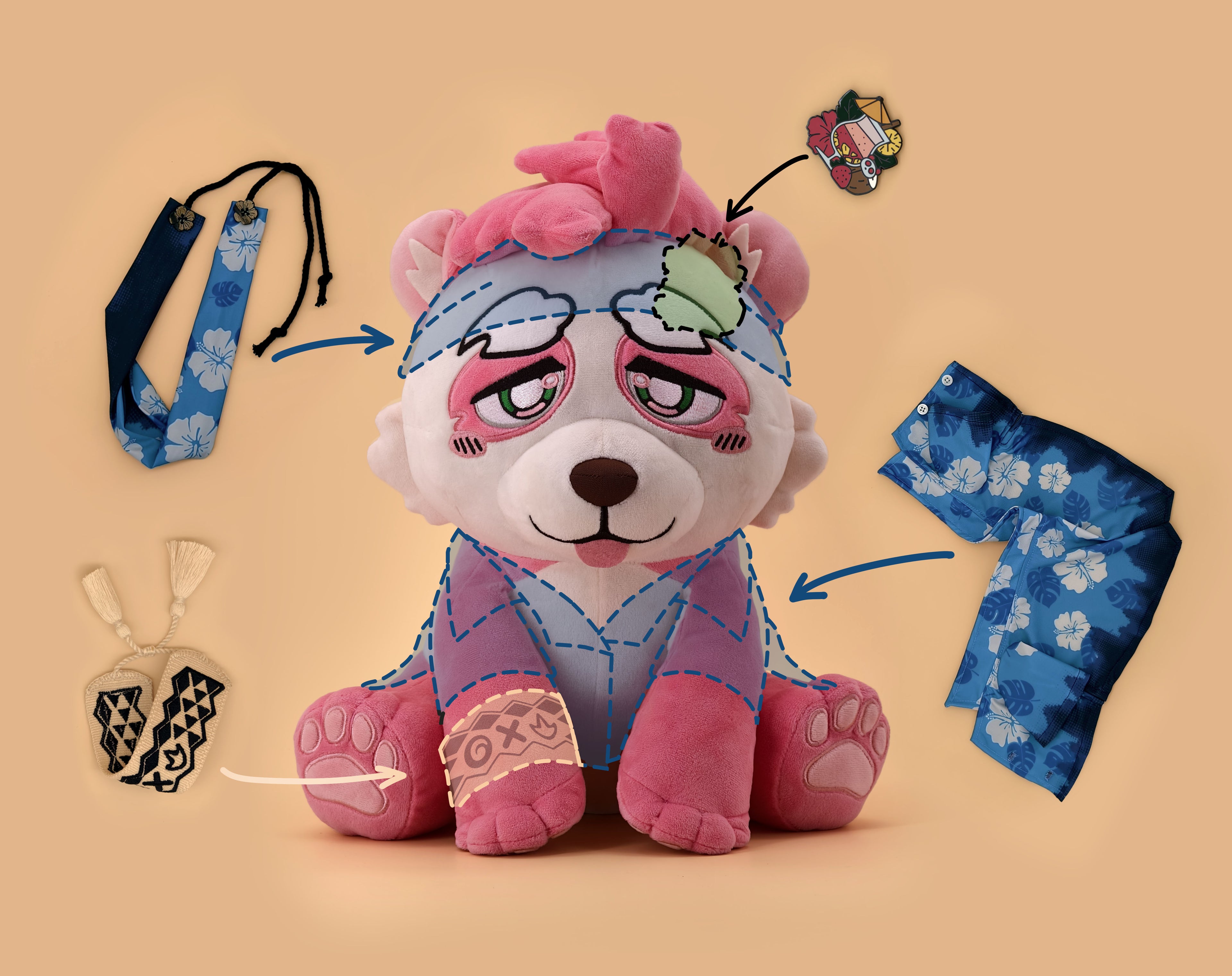 Pink Panda Alex Plush